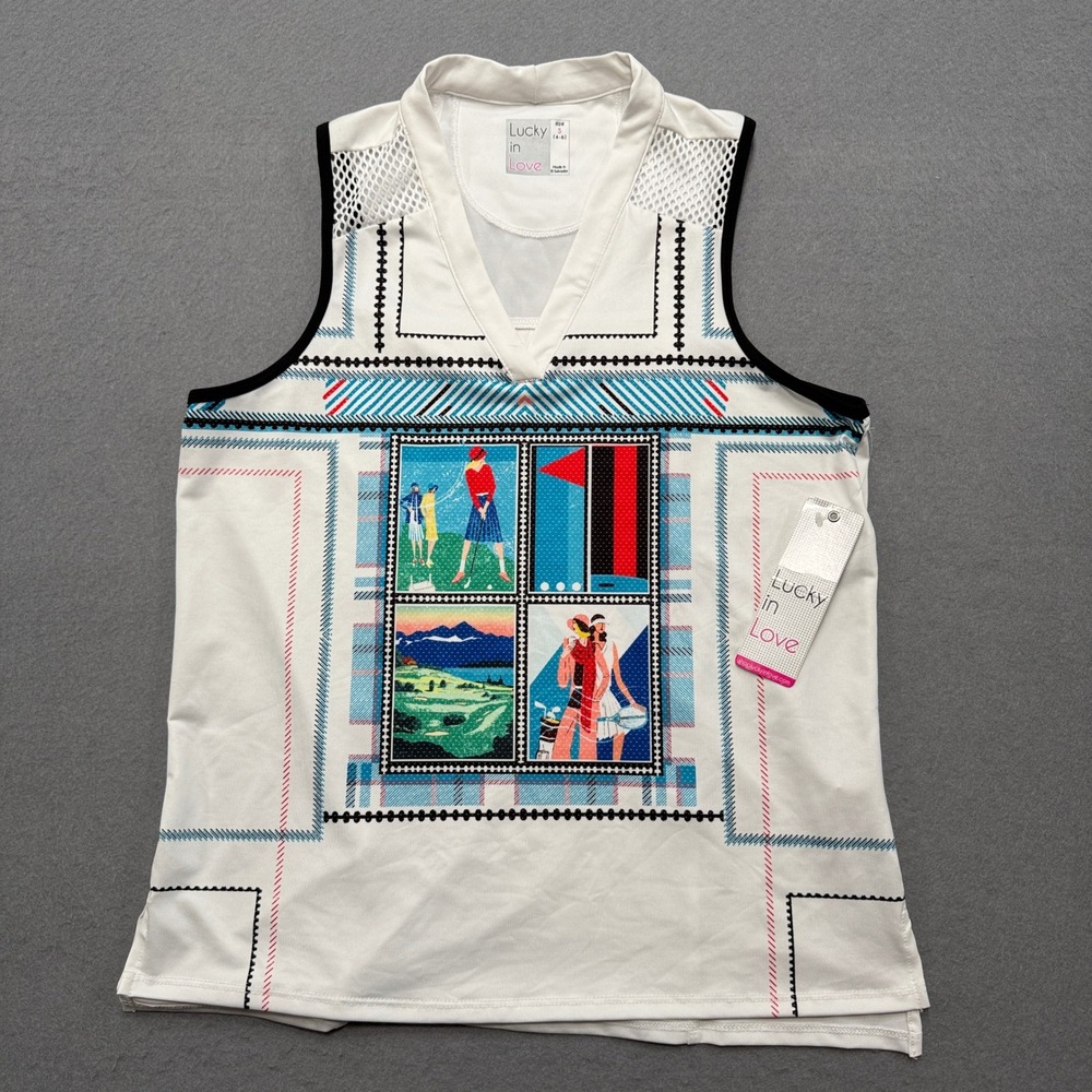 NEW Lucky In Love Tank Top Women's Small White Sleeveless Vaportex Lightweight